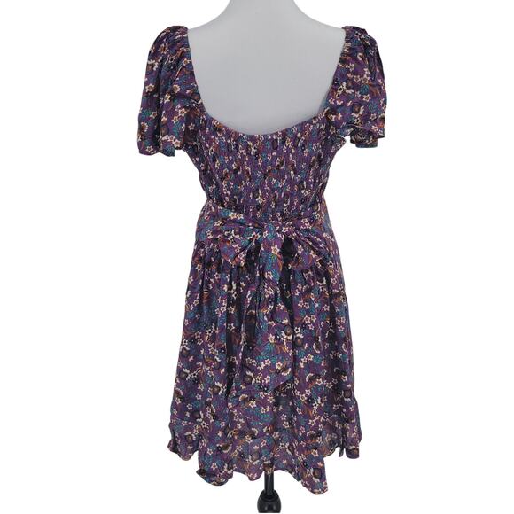 NWT Band of the Free Coraline Purple Floral Crossover Mini Dress Summer Size L - Picture 2 of 11